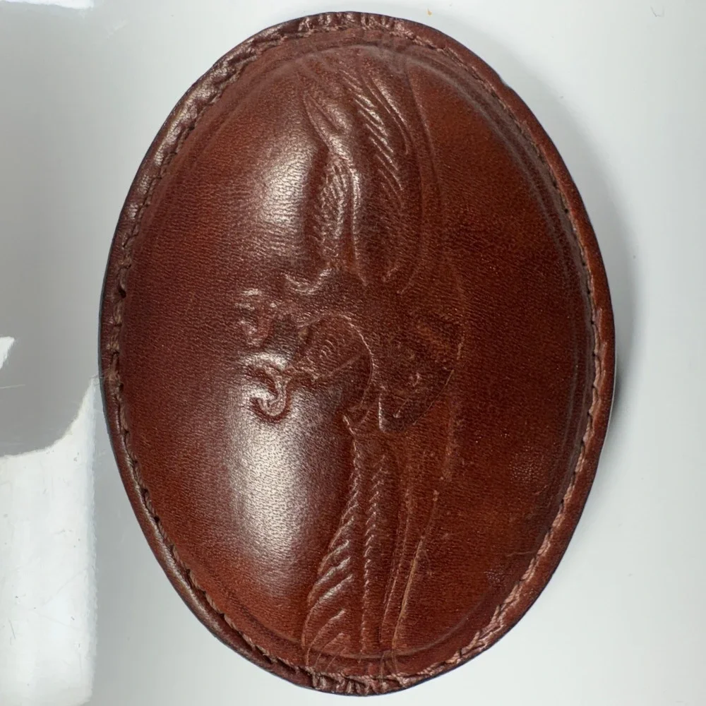 Vintage Leather Belt‎ Buckle Brown Embossed Eagle Talon Western Style